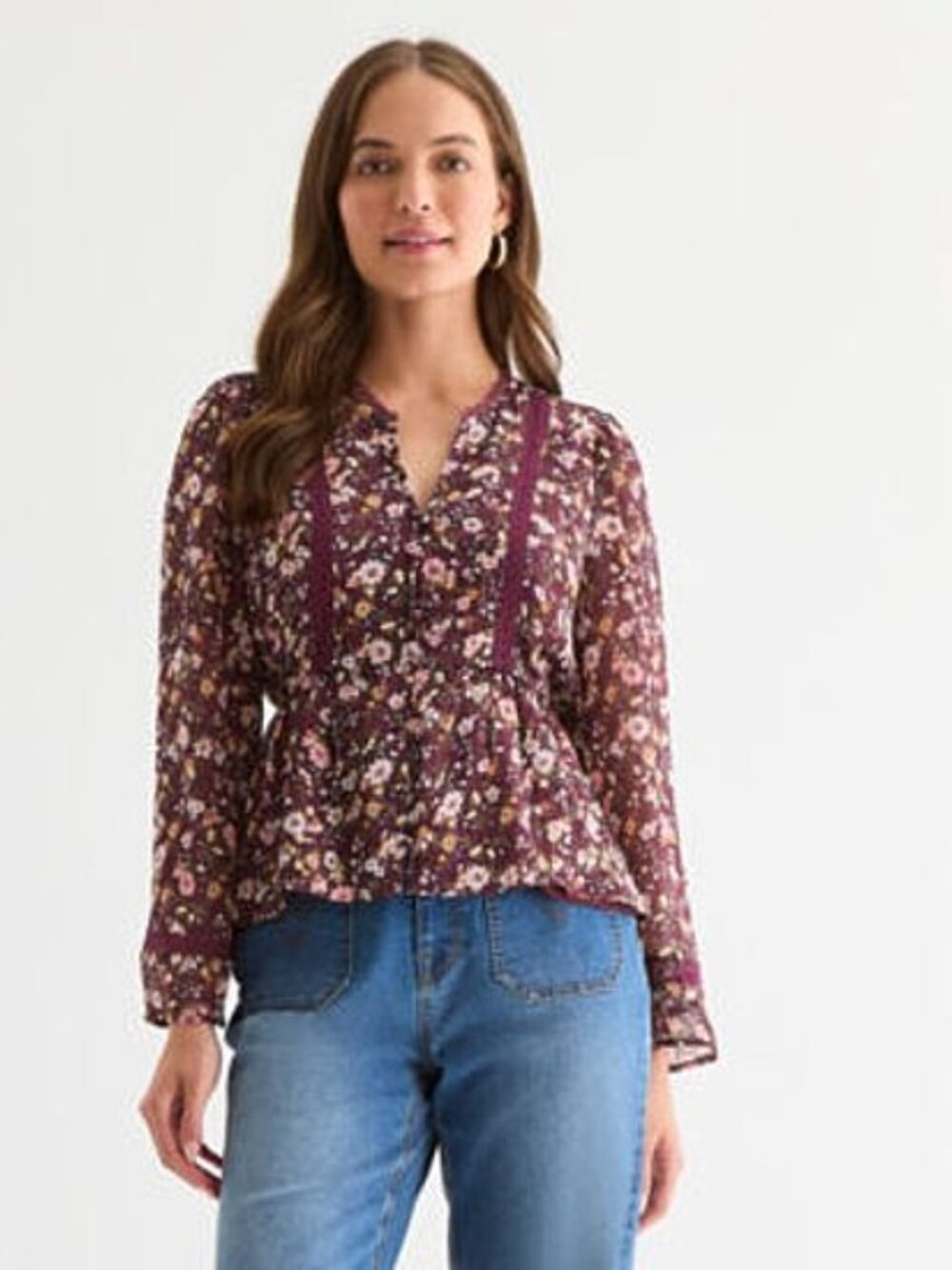 NWT, Frye, burgundy, long sleeve blouse